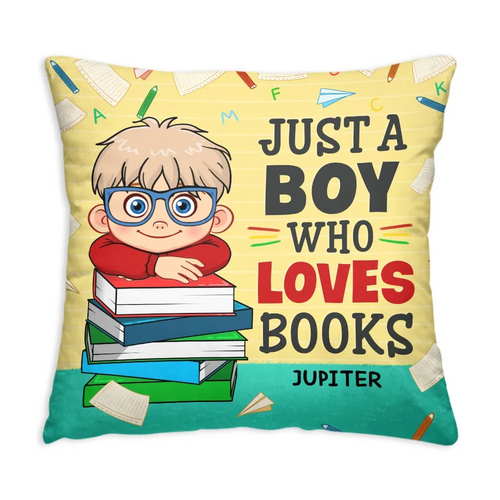 Kid Book Reading Gift A Girl Who Loves Books - Personalized Pillow