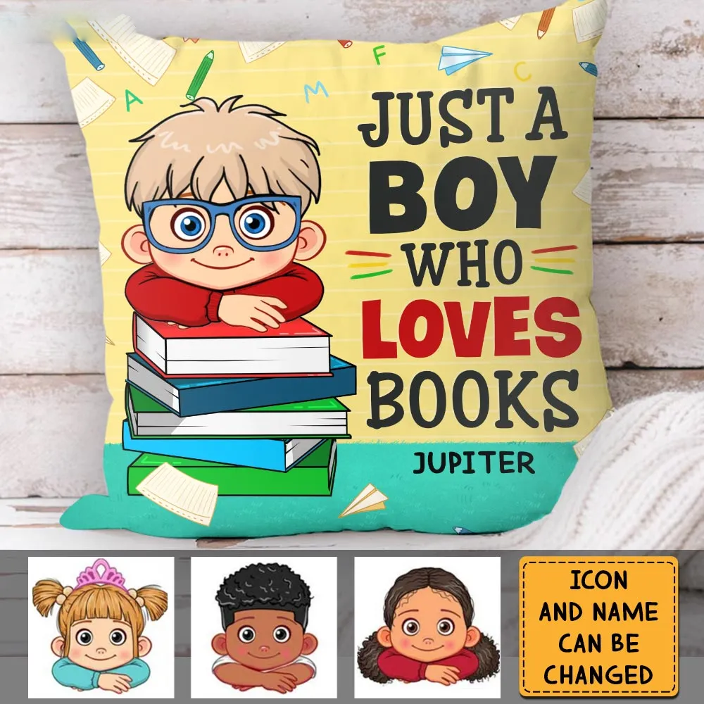 Kid Book Reading Gift A Girl Who Loves Books - Personalized Pillow