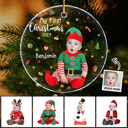 Personalized Gift For Baby First Christmas Acrylic Circle Ornament
