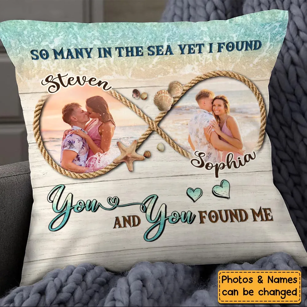 Personalized Lovely Beach Gift For Couple Custom Photos With Infinite - Personalized Pillow