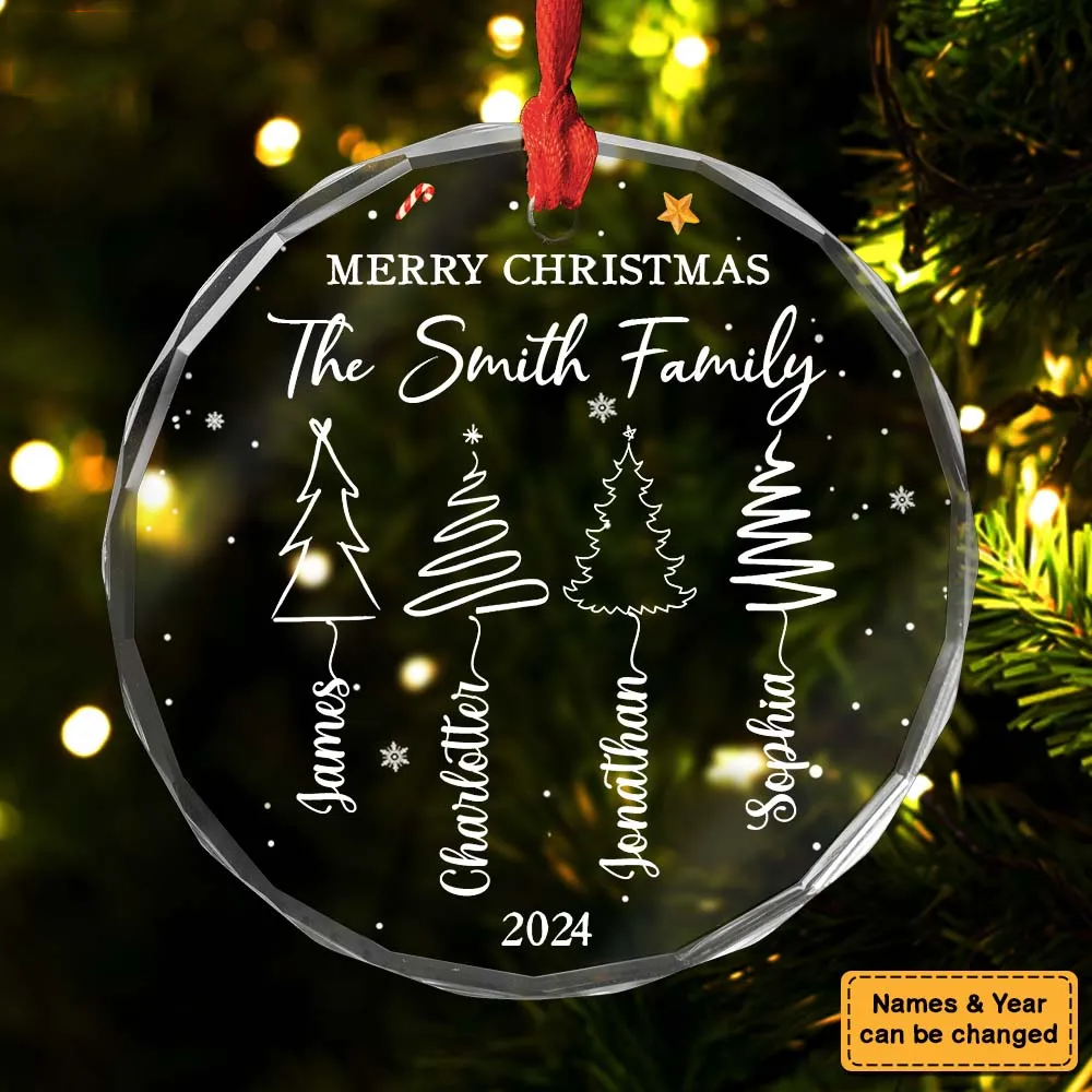 Personalized Family Christmas Tree Circle Acrylic Ornament