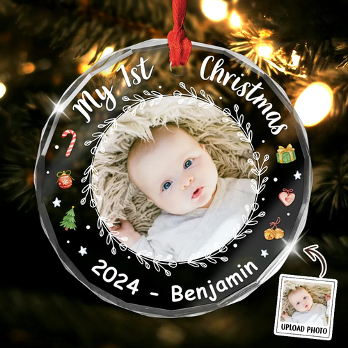 Personalized Gift For Baby First Christmas Circle Acrylic Ornament