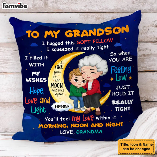 Personalized Gift For Grandson On The Moon Pillow 30425