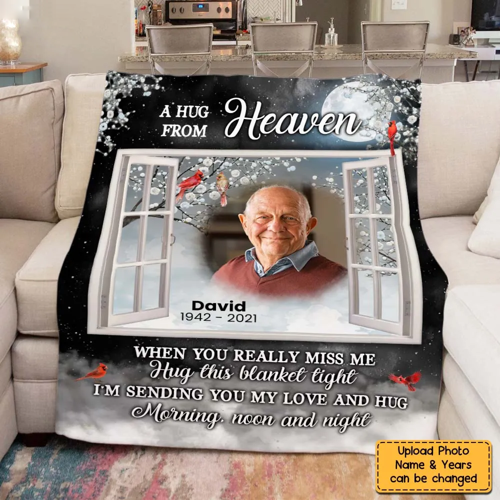 Personalized A Hug From Heaven Custom Photo Blanket