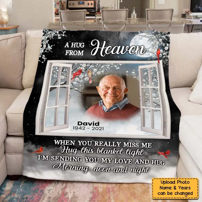 Personalized A Hug From Heaven Custom Photo Blanket