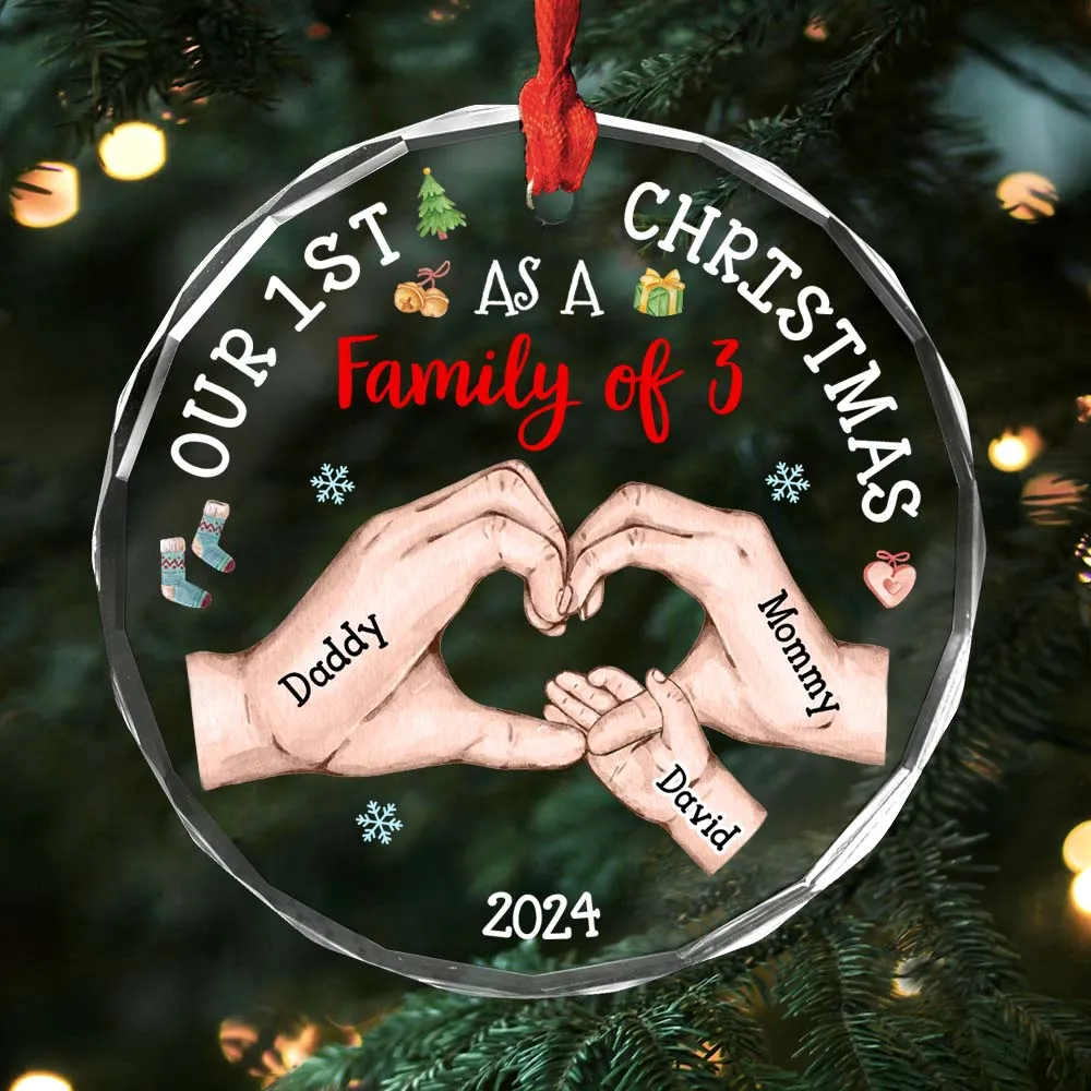 Personalized Baby's First Christmas As A Family Circle Acrylic Ornament