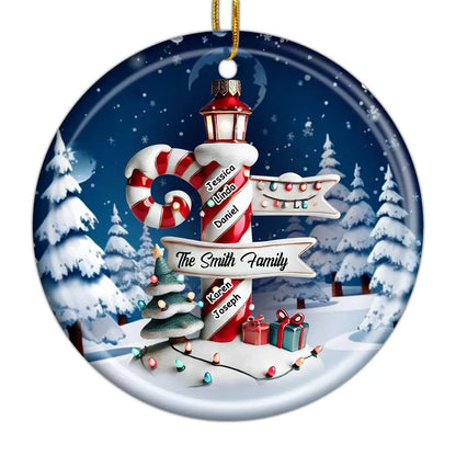 Personalized 3D Effect North Pole Family Custom Name Circle Acrylic Ornament