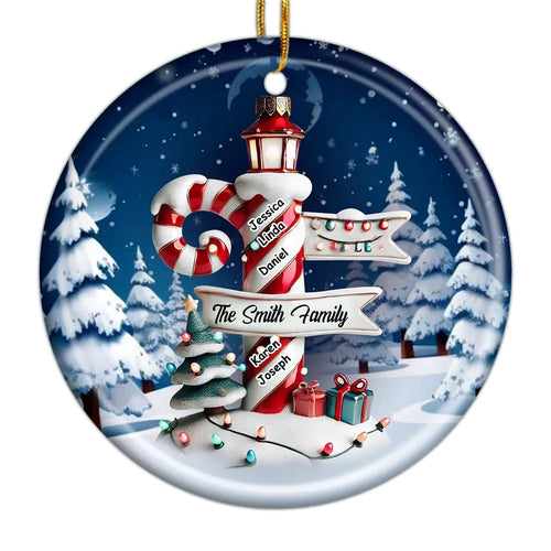 Personalized 3D Effect North Pole Family Custom Name Circle Acrylic Ornament