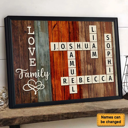 Personalized Family Crossword Art - Created In A Moment, Treasured Forever Poster