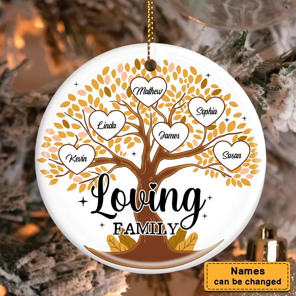 Personalized Tree of Life Names Loving Family Gift For Love Ones Circle Ceramic Ornament