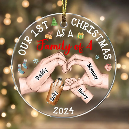 Personalized Our First Christmas As A Family Acrylic Circle Ornament