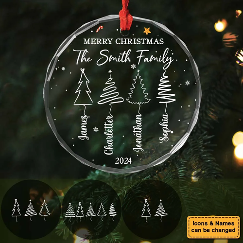 Personalized Family Christmas Tree Circle Acrylic Ornament