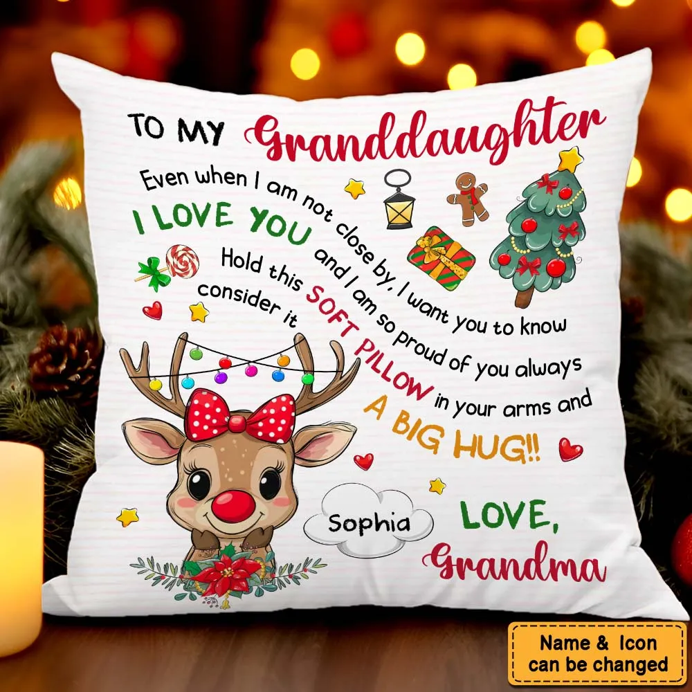 Personalized Grandkids Little Cute Reindeer Pillow