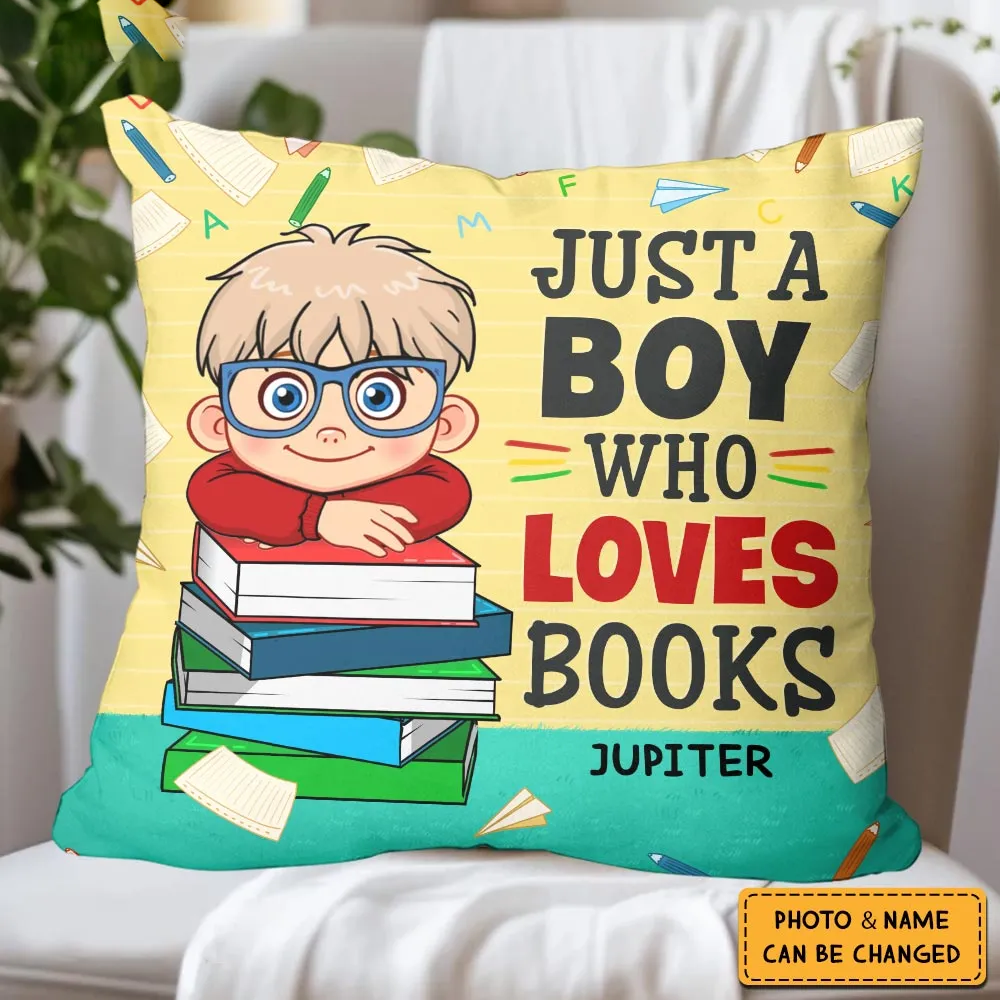 Kid Book Reading Gift A Girl Who Loves Books - Personalized Pillow