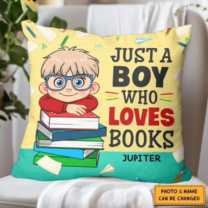 Kid Book Reading Gift A Girl Who Loves Books - Personalized Pillow