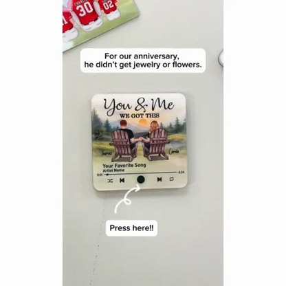 Retro Vintage Eternal Love Couple Mountain Landscape Personalized Music Fridge Magnet| Heartfelt Anniversary Gift, Wedding Gift, Birthday Gift For Him, For Her