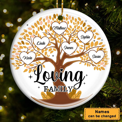 Personalized Tree of Life Names Loving Family Gift For Love Ones Circle Ceramic Ornament