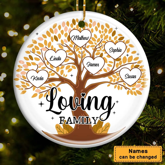Personalized Tree of Life Names Loving Family Gift For Love Ones Circle Ceramic Ornament
