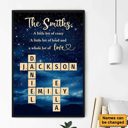 Personalized Family Gift Starry Night Name In Crosswords Poster