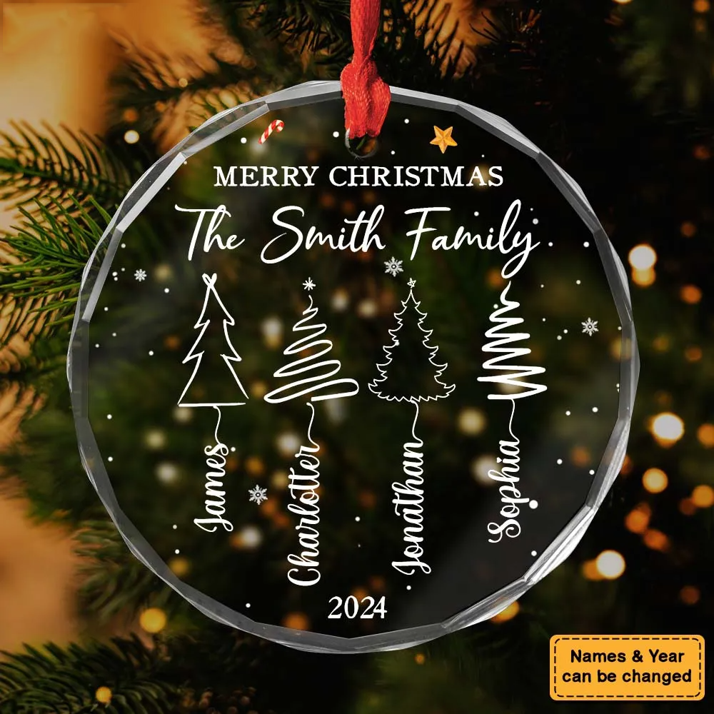 Personalized Family Christmas Tree Circle Acrylic Ornament