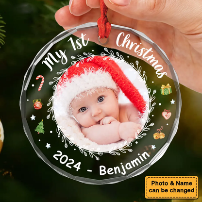 Personalized Gift For Baby First Christmas Circle Acrylic Ornament
