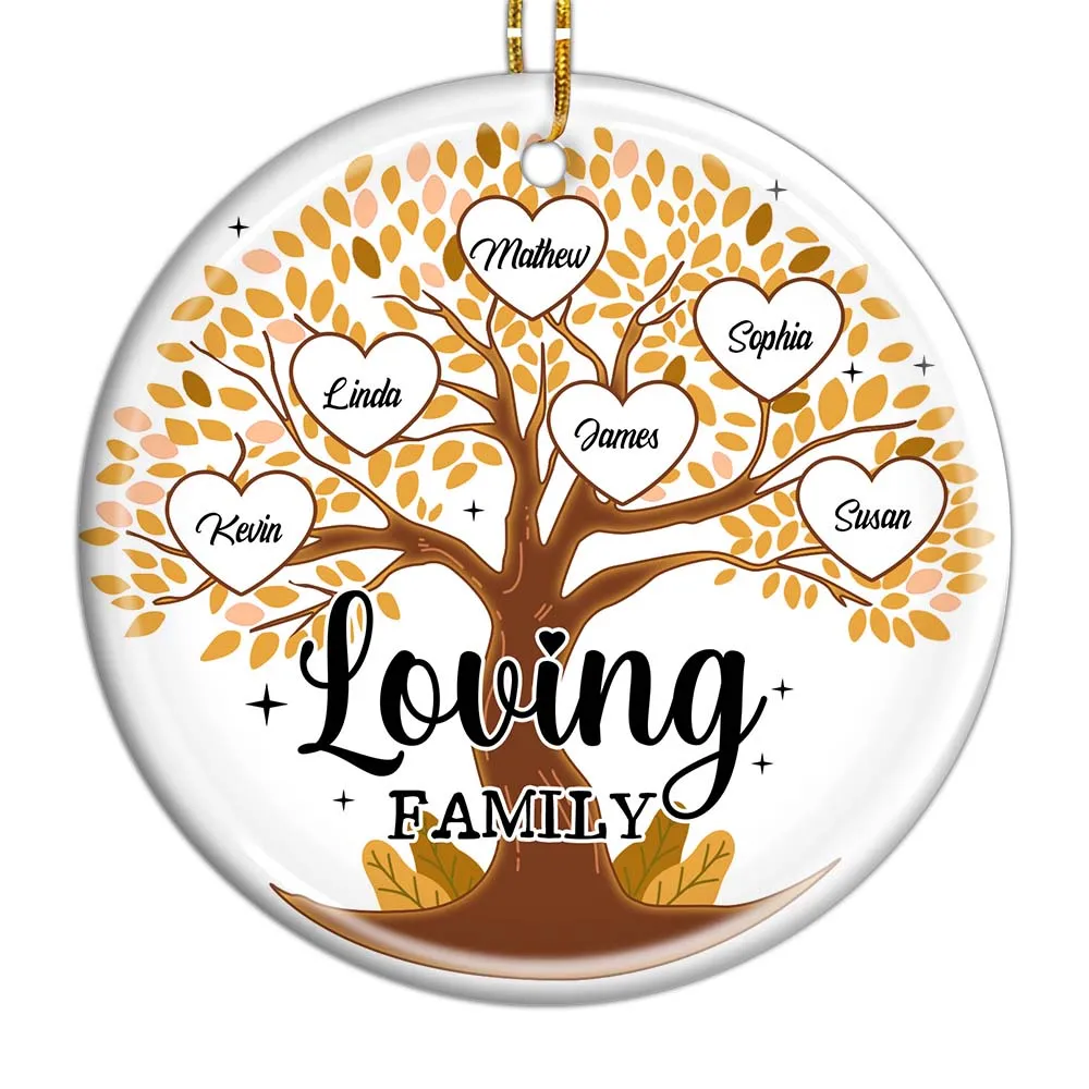 Personalized Tree of Life Names Loving Family Gift For Love Ones Circle Ceramic Ornament