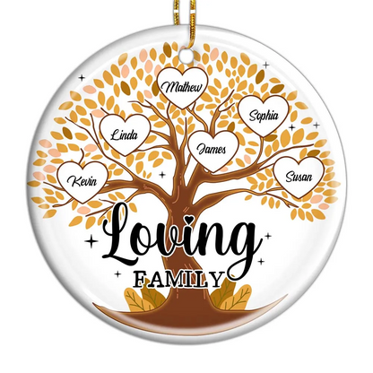 Personalized Tree of Life Names Loving Family Gift For Love Ones Circle Ceramic Ornament
