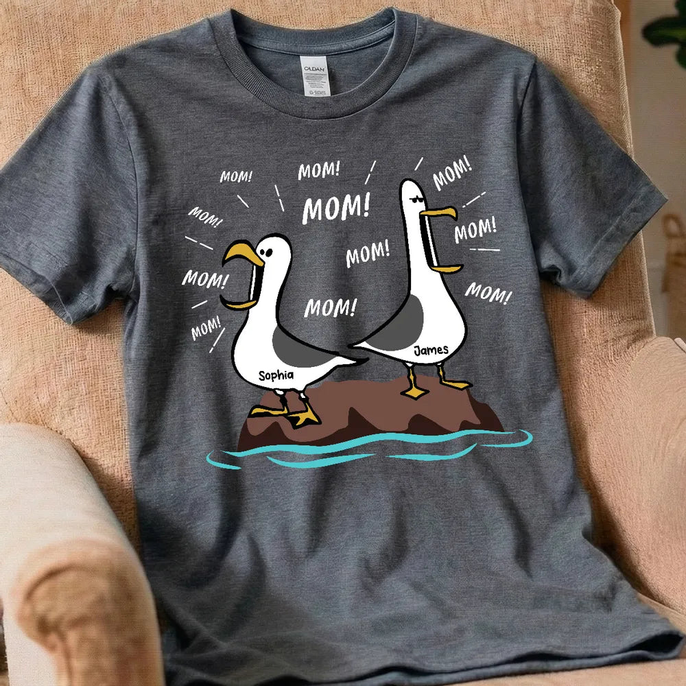 Seagull Mom Mom Mom Custom Name - Personalized Shirt - Funny Mother's Day Gift For Mom