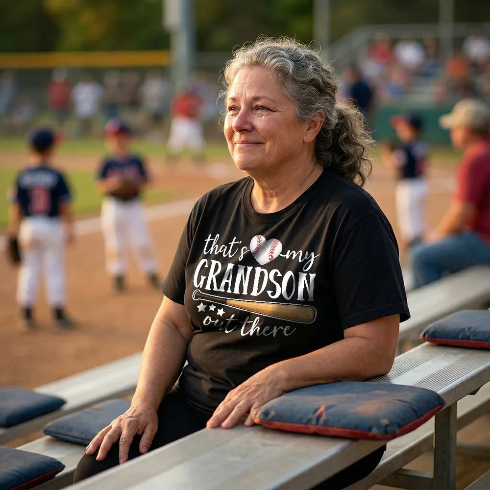 That's My Grandson Out There - Personalized Double Sided Shirt - Baseball Softball Grandma Mom