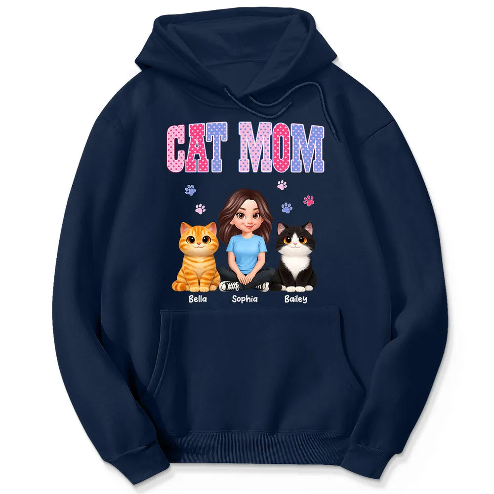 Polka Dot Pattern Spring Summer Vibe Cat Mom - Personalized Shirt - Mother's Day Gift For Cat Mom