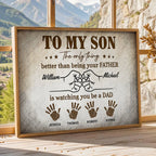 Retro Vintage From Dad To Son Watching You Be A Dad - Personalized Poster - Father's Day Gift For Son