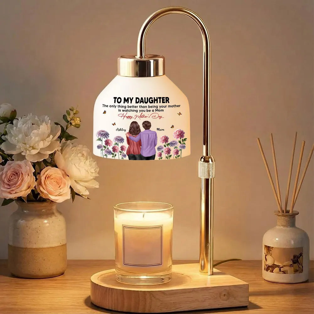 To My Daughter From Mom Birth Month Flower - Personalized Candle Warmer Lamp - Mother's Day