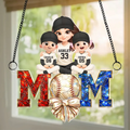 Baseball Mom And Kids - Personalized Acrylic Suncatcher - Mother's Day Gift for Mom, Wife