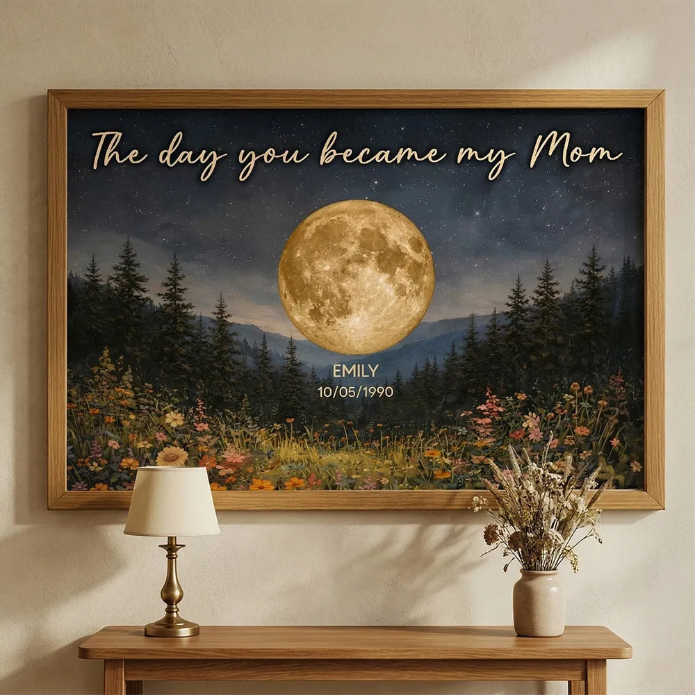 Mystical Midnight The Day You Become Mom Grandma Custom Birth Moon Phase - Personalized Poster - Mother's Day Gift For Mom, Grandma
