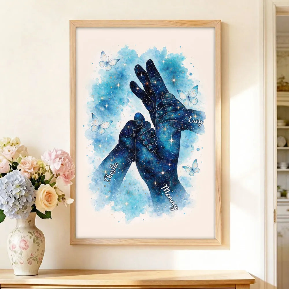 Kids Holding Mom Hand - Personalized Poster - Heartfelt Mother's Day Gift for Mom, Wife