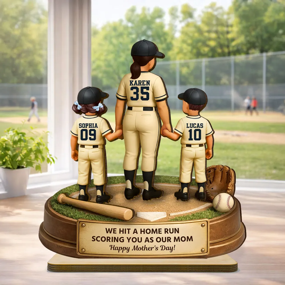 I Hit a Home Run Scoring You as My Mom - Personalized Wooden Plaque - Heartfelt Mother's Day Gift for Mom, Wiffe