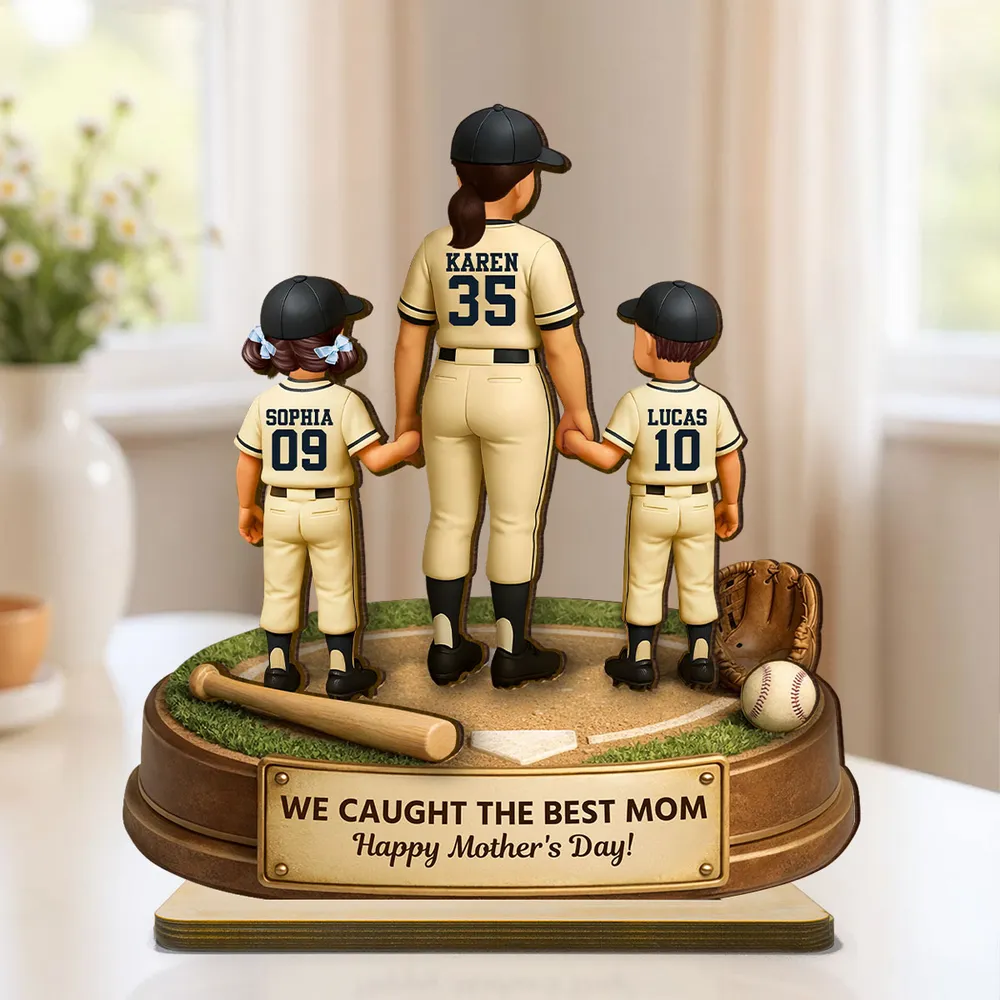 I Hit a Home Run Scoring You as My Mom - Personalized Wooden Plaque - Heartfelt Mother's Day Gift for Mom, Wiffe