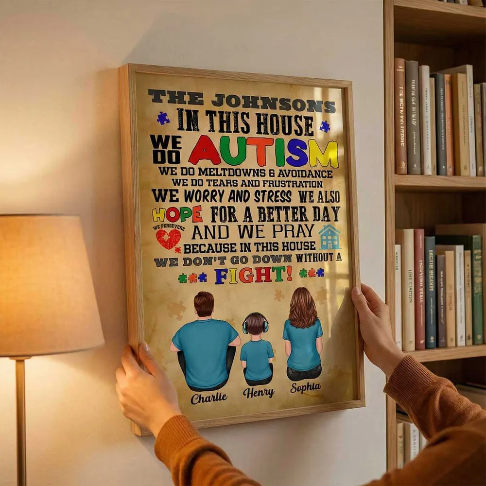 In This House We Do Autism Family Back View - Personalized Poster