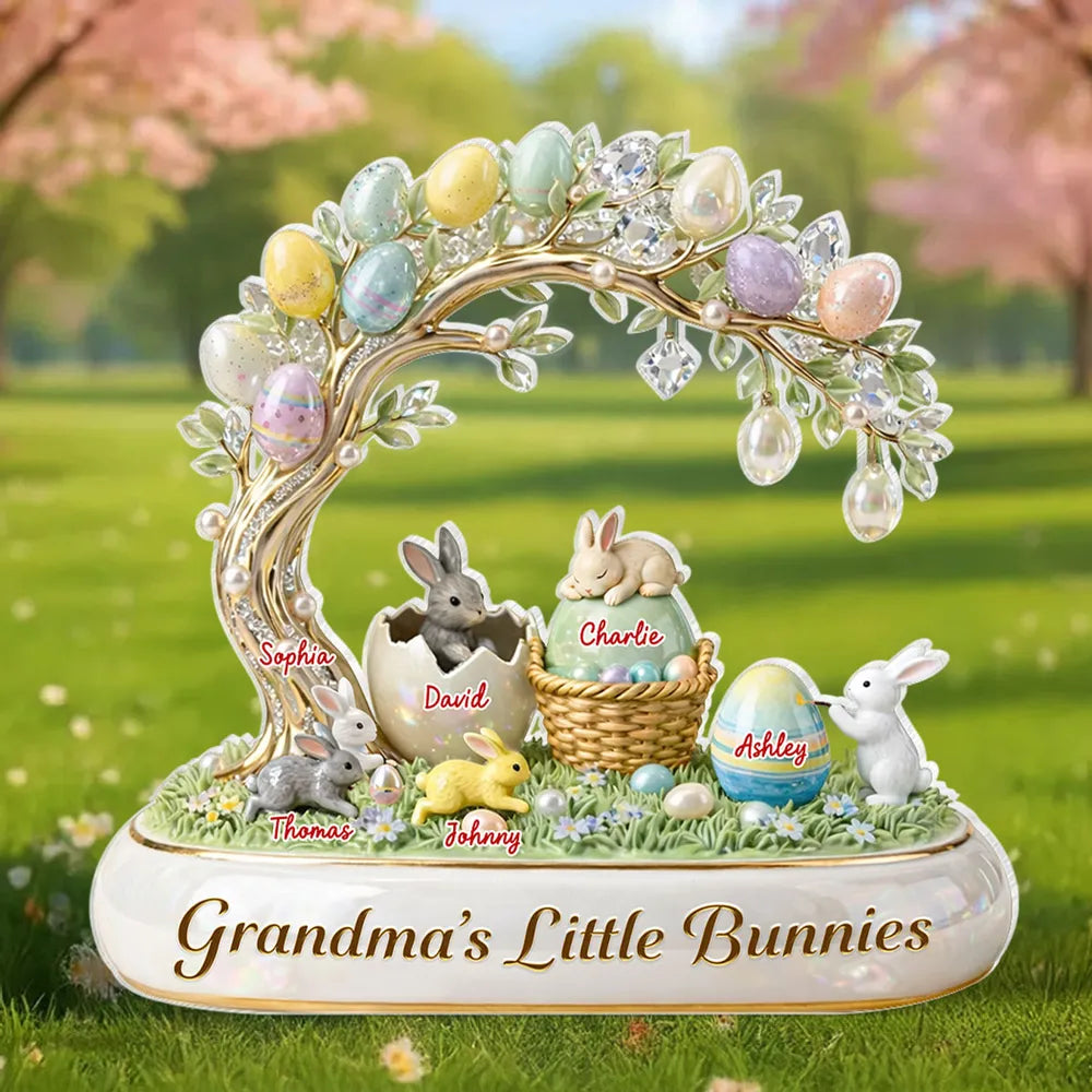 Grandma's Little Bunnies Easter Eggs - Personalized Acrylic Block Plaque - Easter Decor Gift for Grandma, Mom