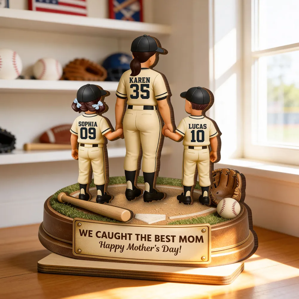 I Hit a Home Run Scoring You as My Mom - Personalized Wooden Plaque - Heartfelt Mother's Day Gift for Mom, Wiffe