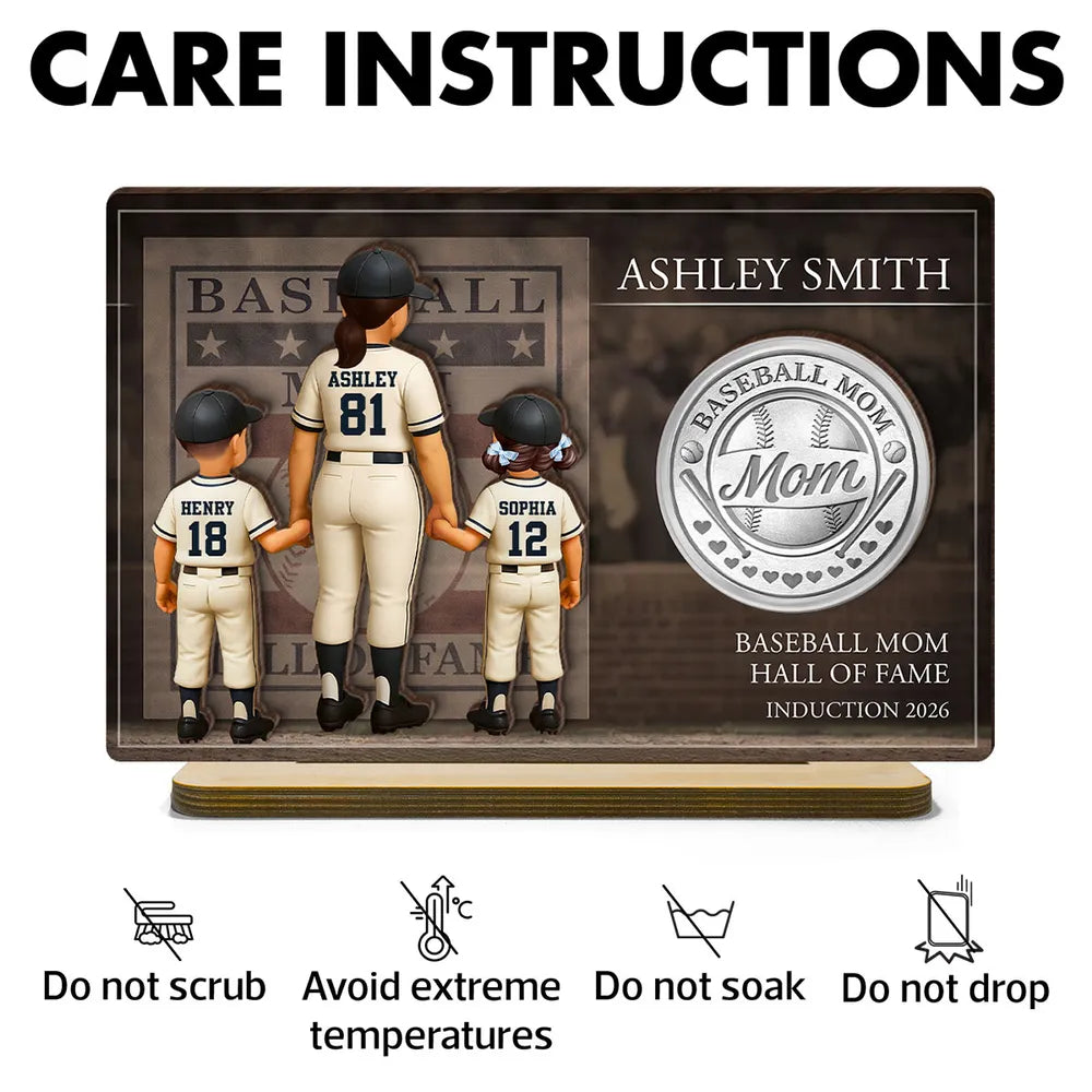 Baseball Mom Hall Of Fame - Personalized 2-Layered Wooden Plaque - Mother's Day Gift, Gift For Mom