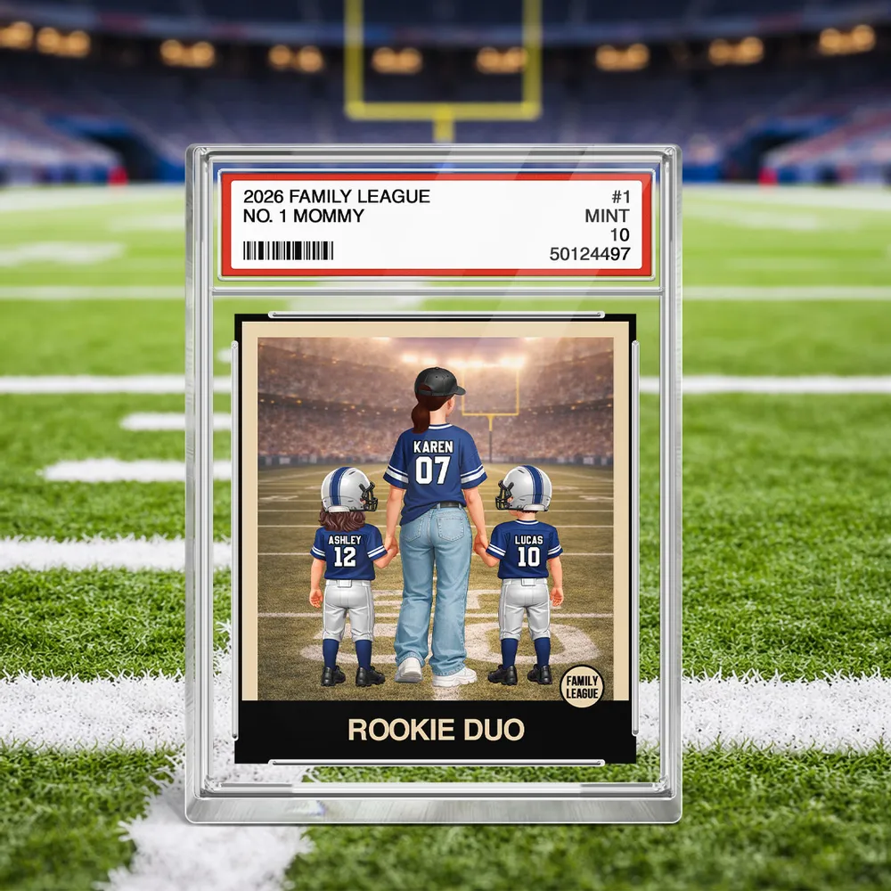 Rookie Duo Football Mom Trading Card - Personalized Acrylic Block Plaque - Mother's Day Gift, Gift For Football Mom