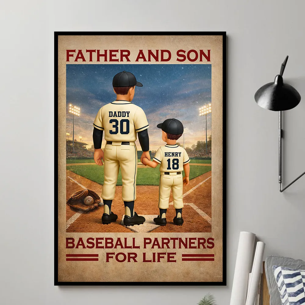 Father And Son Baseball Partners For Life - Personalized Poster - Gift For Baseball Dad