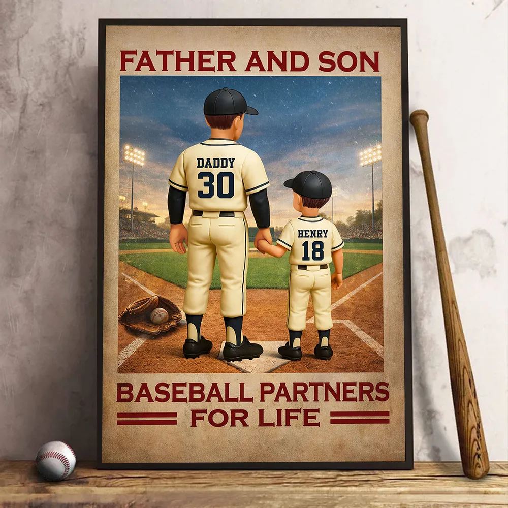 Father And Son Baseball Partners For Life - Personalized Poster - Gift For Baseball Dad