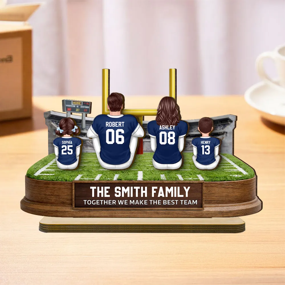 Together We Make A Winning Team Football Family - Personalized Wooden Plaque - Gift For Mom, Dad, Family