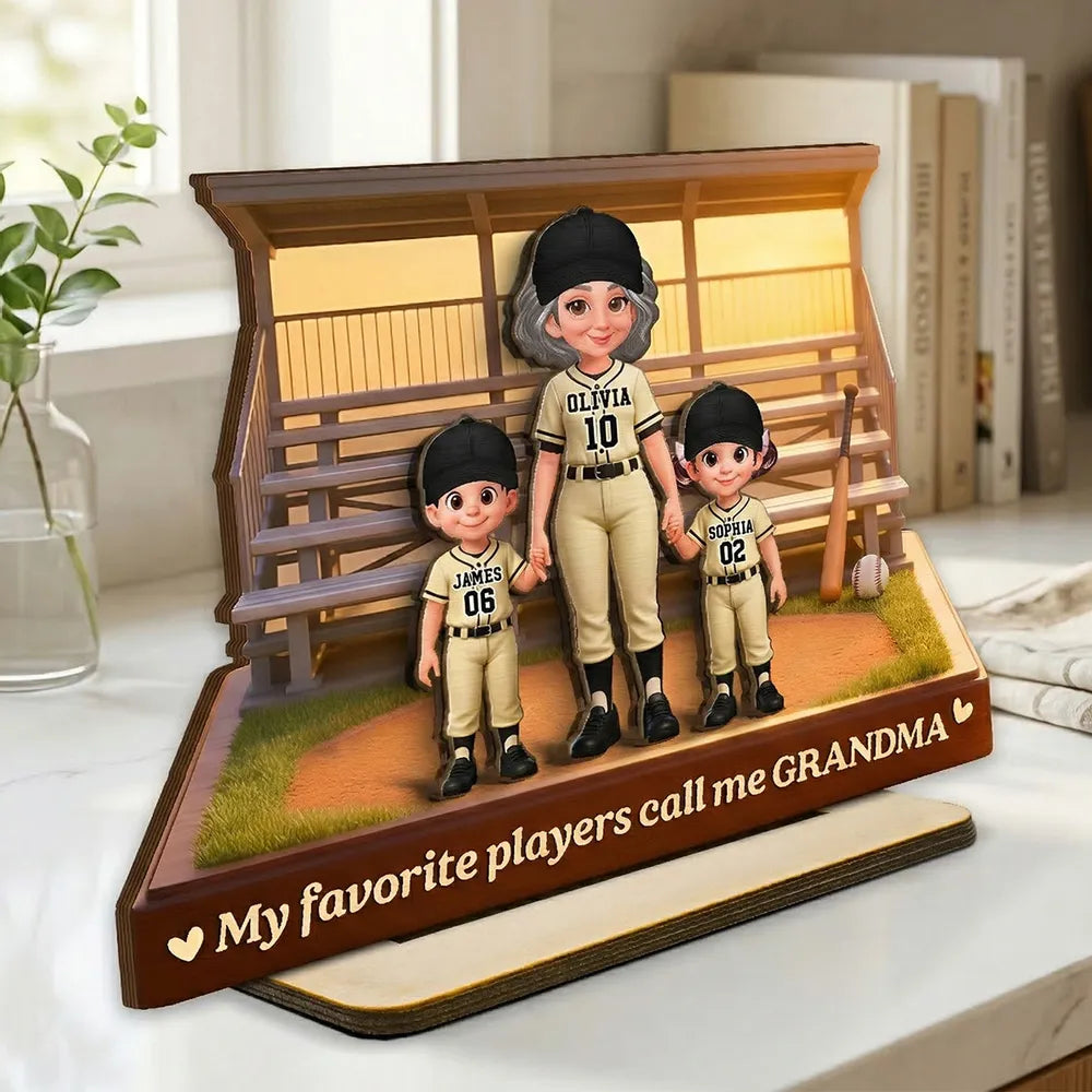 From The Baseball Bleachers With Love My Favorite Players Call Me Grandma - Personalized Wooden Plaque - Mother's Day Gift For Baseball Grandma