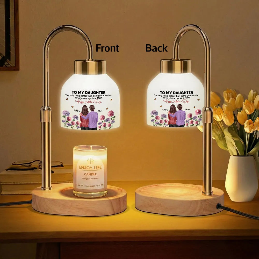 To My Daughter From Mom Birth Month Flower - Personalized Candle Warmer Lamp - Mother's Day