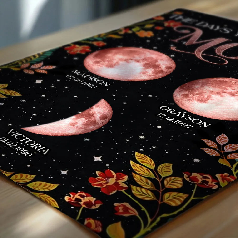Floral Theme The Day You Became Mom Grandma Custom Birth Moon Phase - Personalized Poster - Mother's Day Gift For Mom, Grandma