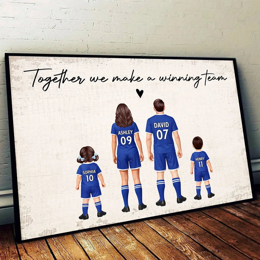 Family Dream Team Football - Personalised Poster - Gift For Football Mum, Dad