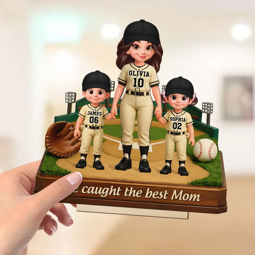 We Caught The Best Mom Baseball Field - Personalized Wooden Plaque - Mother's Day Gift For Baseball Mom